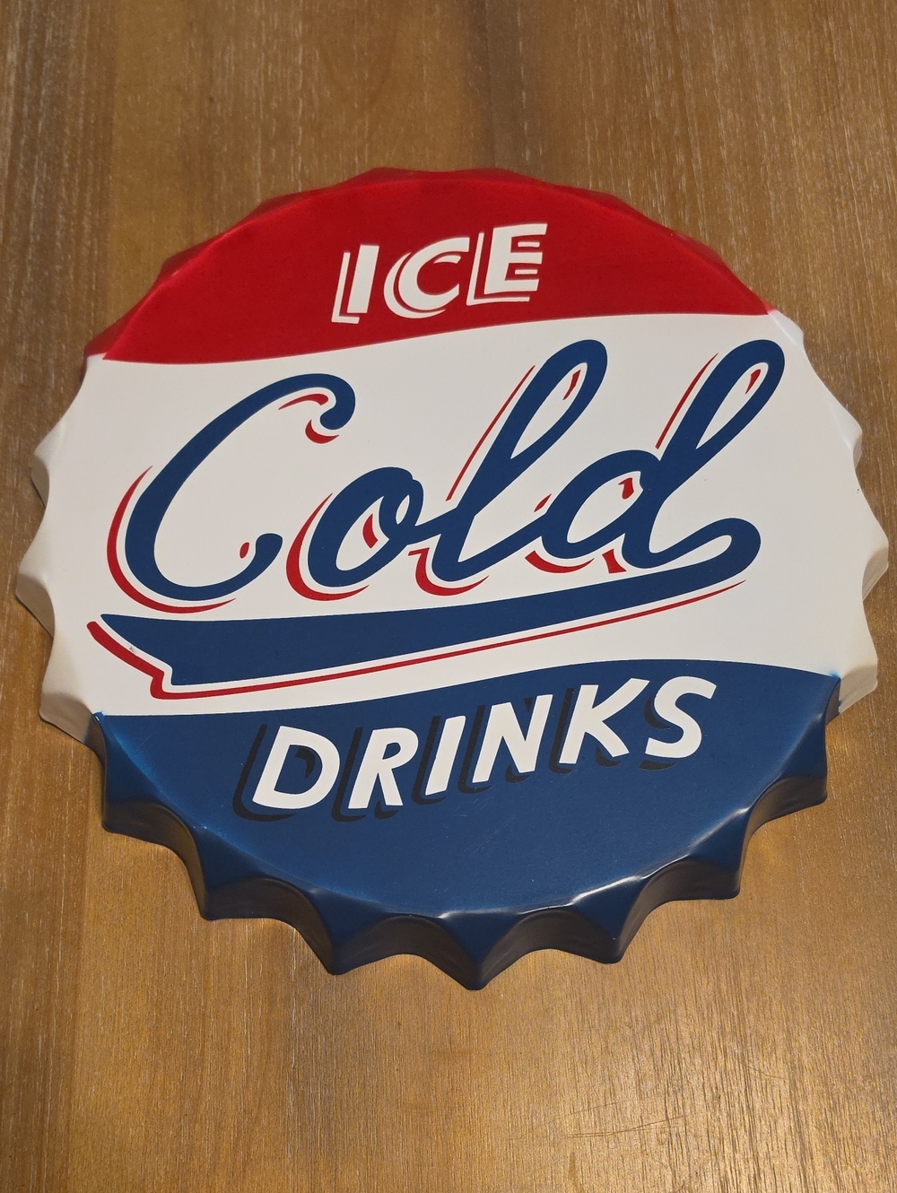 The Pioneer Woman Retro 'Cold Drinks' Bottle Cap Sign - Red White Blue